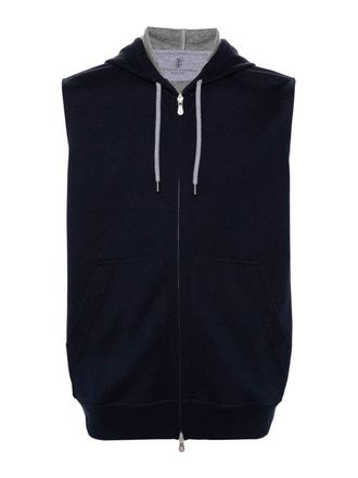 Brunello Cucinelli Sleeveless Sweatshirt With Zipper And Hood