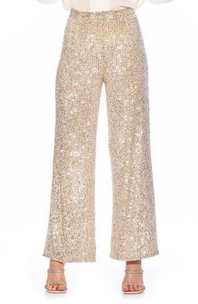Alexia Admor Illy Wide Leg Sequin Pants in Silver at Nordstrom Rack, Size X-Large