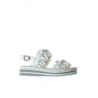 Pons Quintana Wedges, female, Blue, Size: 6 US Sandalo in pelle intrecciata