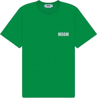 Msgm Groene Katoenen T-shirt voor Mannen - Heren - T-shirts - Groen - XL - Katoen - Tops