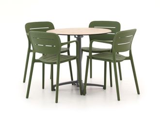 Forza Furniture Forza Pazzia/Canzo ø 80cm dining tuinset 5-delig stapelbaar