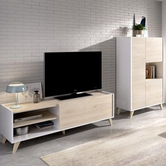 Dmora Conjunto De Muebles De Sala Sutter, Cajones, Modular, 5 Estantes, Roble Marr&oacute;n