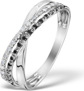 The Diamond Store Diamond and Black Diamond Crossover 0.09ct 9K White Gold Ring