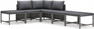 vidaXL Set De Muebles De Jard&iacute;n 6 Pzas Y Cojines Rat&aacute;n Sint&eacute;tico Gris Vidaxl