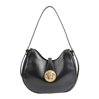 Versace Small Hobo Lamb Leather - female - Versace - Shoulder Bags - Black - ONE SIZE - Bags
