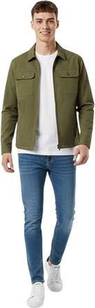 Jack Wills Heren Shire Utility-overshirt met doorlopende ritssluiting (Olijf)