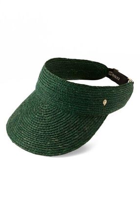 Helen Kaminski Kenna Raffia Visor in Emerald at Nordstrom