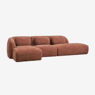Sklum Sof&aacute; Modular Chaise Longue Izquierdo De 3 Piezas Con Div&aacute;n Derecho En Chenilla Coquette Sklum