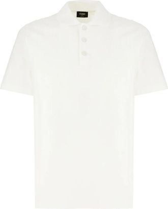 Fendi FF Piqu&eacute; Polo - Heren - Polos - Wit - S - Katoen - Tops