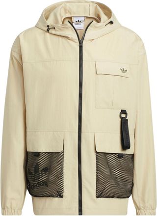 adidas Mens adidas originals Logo Printing Pattern Multiple Pockets Hooded Zipper Jacket Yellow HS1910