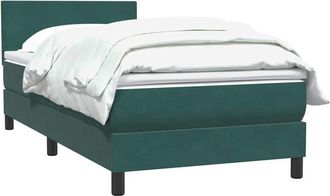 vidaXL Cama Box Spring Con Colch&oacute;n Terciopelo Verde Oscuro 90x210 Cm Vidaxl