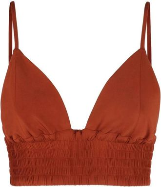 Federica Tosi Gesmokte Cropped Camisole Top - Dames - Tops zonder mouwen - Oranje - M - Tops