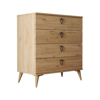 Dmora C&oacute;moda Paula, 4 Cajones, Apertura Deslizante, Cierre Deslizante, 80x45x91h Cm Roble Marr&oacute;n