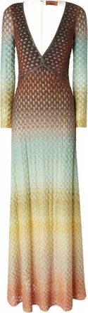 Missoni Flared Dégradé Long Dress With V-neck in Multicoloured at Nordstrom, Size 40 It