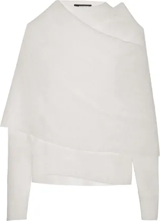 Darkpark White Draped Wool Cashmere-Blend Sweater