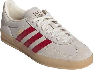 adidas Gender Inclusive Gazelle Indoor Sneaker in Cream White/Red/Gum 3 at Nordstrom, Size 12.5 Womens