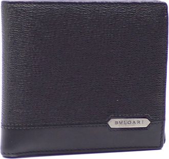 Bulgari Black Leather Wallet (Bi-Fold) (Pre-Owned)