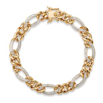 Palm Beach Jewelry Mens Diamond Accent 18k Gold-Plated Pave-Style Oval Curb-Link Bracelet 8.5