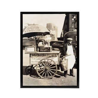 Artery8 Lemonade & Hot Dog Stand Vintage Photo Framed Canvas Wall Art Print in Grey | Size: W24 x H32