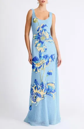 Helsi Jackie Beaded Gown in Baby Blue at Nordstrom, Size X-Large