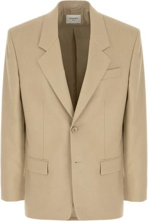 Saint Laurent Wool-Silk Blazer - female - Saint Laurent - Blazers - Beige - M - Jackets