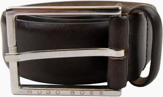 HUGO BOSS Mens Hugo Boss Branded Metal End Tip Belt Dark Brown - Size: 120