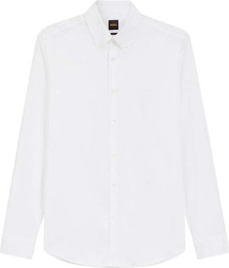 HUGO BOSS Rickert Shirt - Heren - Zakelijke Overhemden - Wit - M - Katoen - Overhemden