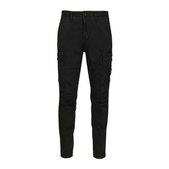 Stone Island Cotton Stretch Broken Twill Old Effect Broek - Heren - Slim Fit Broeken - Zwart - W33 - Katoen - Broeken