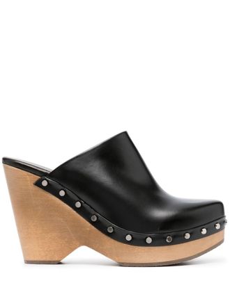 Isabel Marant 115 mm Tsuko leren klompen - Zwart