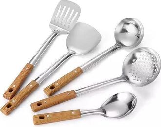 OEM Cubiertos Cuchara Cuchar&oacute;n Para Sopa Colador De Arroz De Mango Largo Cuchara Ranurada Cuchara De Cocina Cuchara Para Remover Utensilios De Cocina
