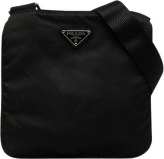 Prada Pre-owned Cross Body Bags, female, Black, Size: ONE SIZE Pre-owned Nylon Crossbody Bag