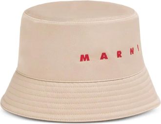 Marni Vissershoed met geborduurd logo - Beige