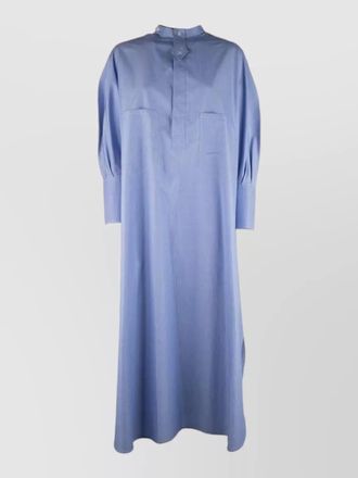 Celine dress high collar buttoned cuffs embroidered detail