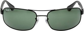 Ray-Ban Polarized Green Rectangular Mens Sunglasses RB3445 002/58 61