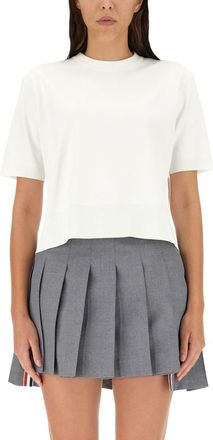 Thom Browne Womens Boxy Fit T-shirt - White viscose - Size EU 40 (Womens)
