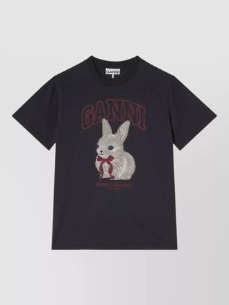 Ganni graphic print crew neck short sleeve top