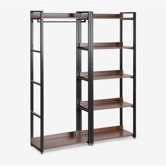 Sklum Sklum - Armadio Modulare Aperto a 2 Pezzi con Appendiabiti e Scaffale in Acciaio e Legno Ariaster