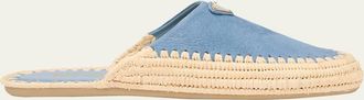 Prada Triangle Logo Suede Espadrille Mules