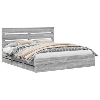 vidaXL Estructura De Cama Gris Sonoma 180 X 200 Cm Madera Ingenieril Vidaxl