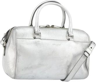 Saint Laurent Pre-owned Handbags, female, Gray, Size: ONE SIZE Pre-owned Leather Handbag