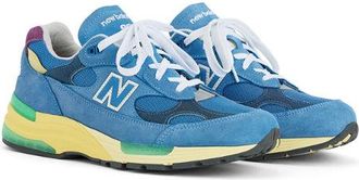 New Balance Unisex Made in USA 992 en Azul/Verde/Amarillo, Gamuza/Malla, Talla 39.5