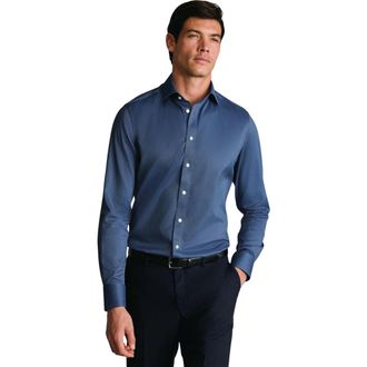 CHARLES TYRWHITT Non-Iron Twill Cutaway Collar Shirt in Denim Blue at Nordstrom, Size 16.5 - 34