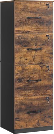 Vasagle Archivador oficina, 4 cajones con bloqueo, color marr&oacute;n/negro