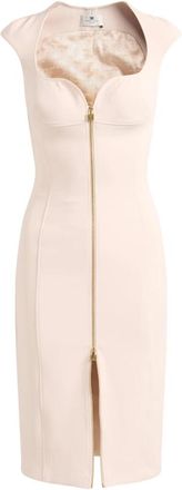 Elisabetta Franchi Double Crepe Stretch Jurk - Dames - Casual kleedjes - Beige - M - Polyester - Kleedjes