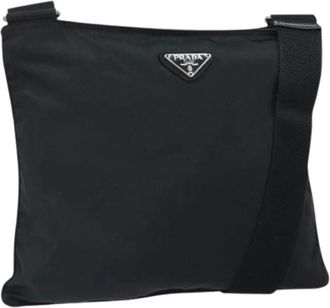 Prada Pre-owned Cross Body Bags, female, Black, Size: ONE SIZE Pre-owned Nylon Crossbody Bag