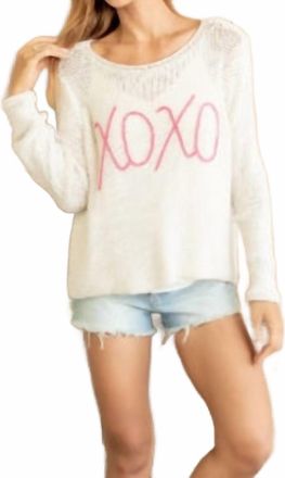 Wooden Ships Womens Xoxo Maui Sweater In Almond Butter/peony