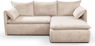 VENTE-UNIQUE.COM Sofá rinconera terciopelo 4 plazas beige 230x166cm