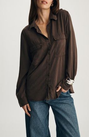 Mavi Luxe Touch Relaxed Fit Button-Up Shirt in Bracken at Nordstrom, Size X-Large