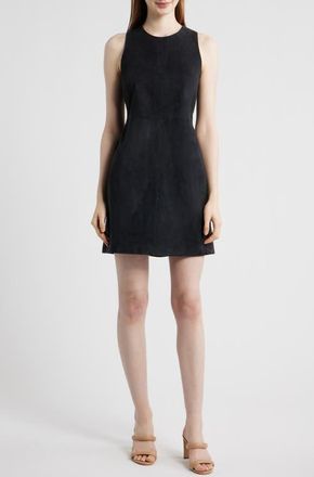 BOSS Sycara Sleeveless Suede Minidress in Sky Captain at Nordstrom, Size 10
