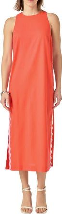 English Factory Rickrack Trim Sleeveless Midi Dress in Orange at Nordstrom, Size X-Small